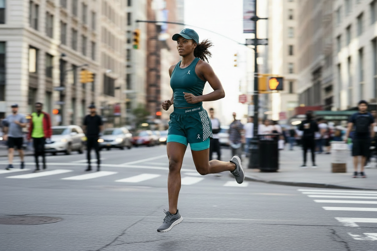 Woman jogging with Pace Active waistband