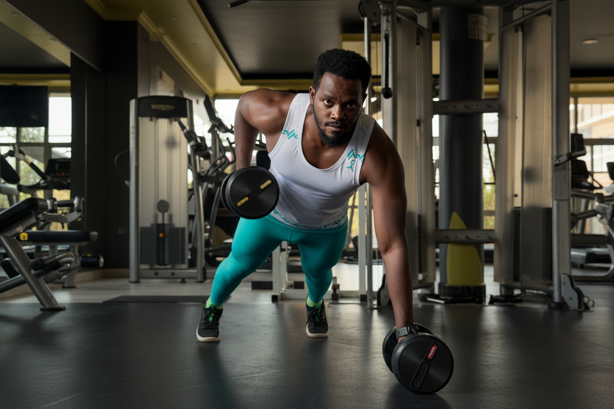 Model in renegade row plank in Pace Active outfit