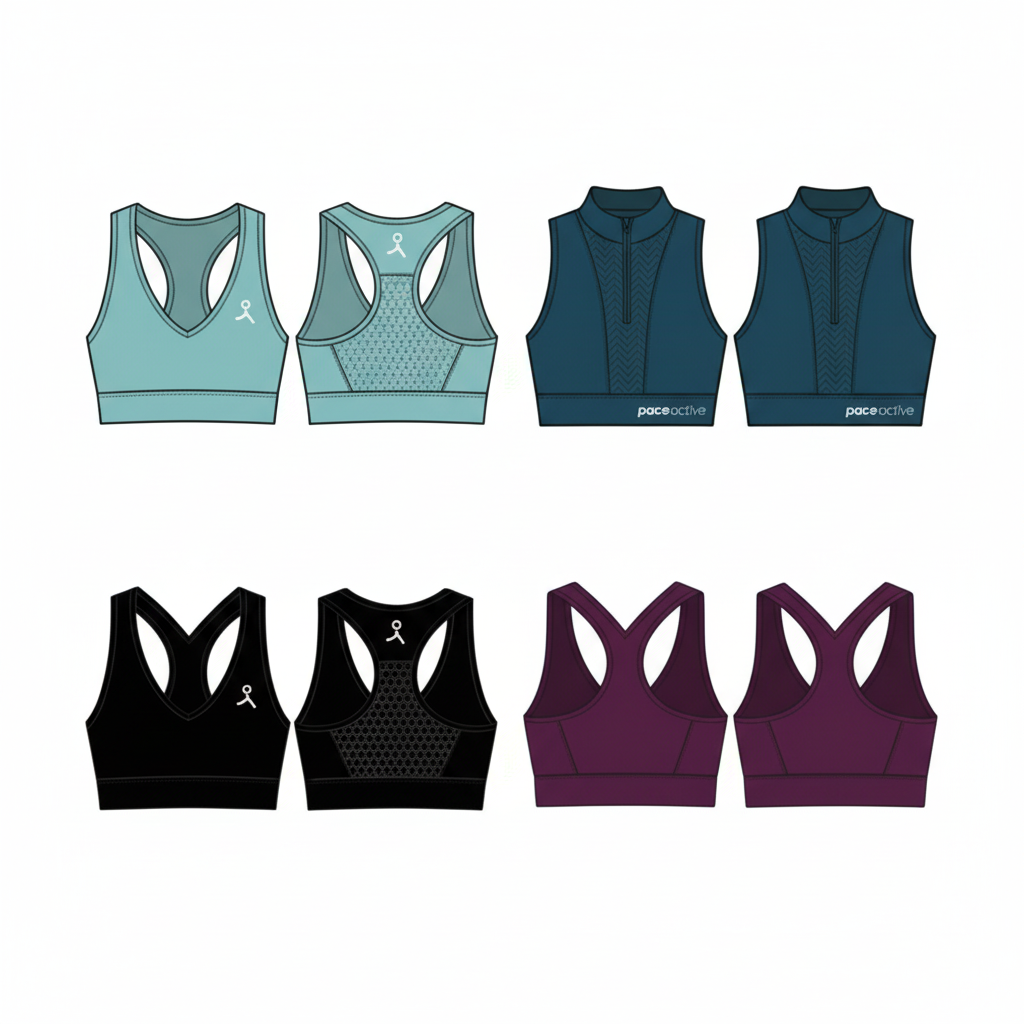 Women's Cross-Back Sports Bra - All 4 color variations - Pace Active